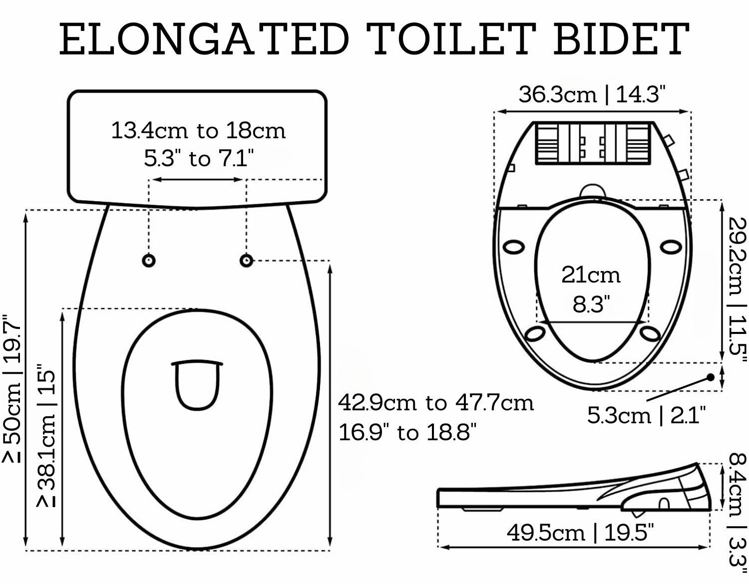 Non-Electric Bidet Toilet Seat - Elongated
